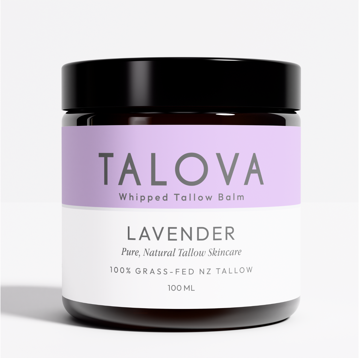 Talova lavender whipped tallow balm 100ml jar on white background